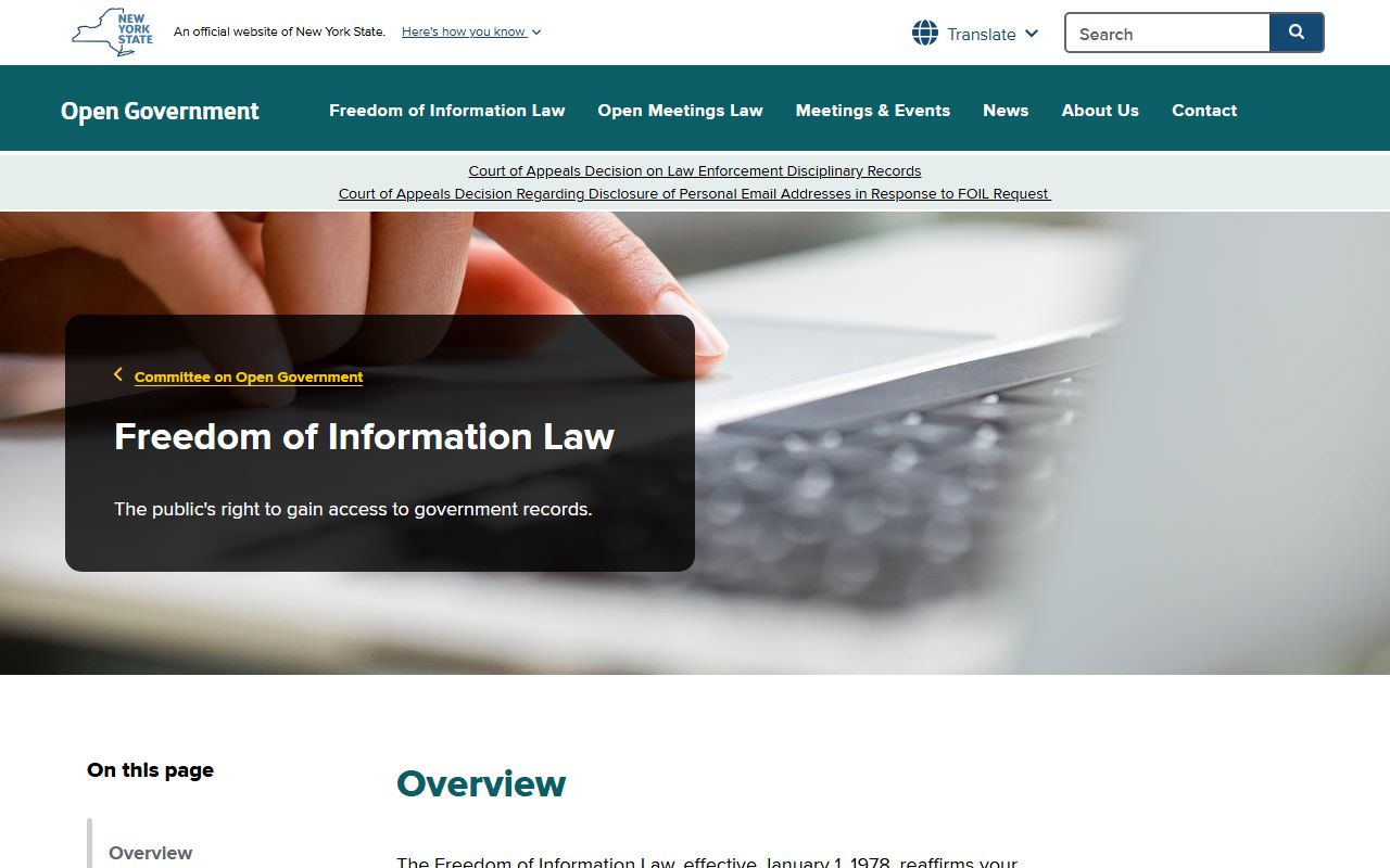 Nassau County public records FOIL guidance from the Committee on Open Government