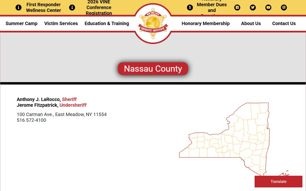 Nassau County inmate population and Sheriff listing on the NY Sheriffs' Institute