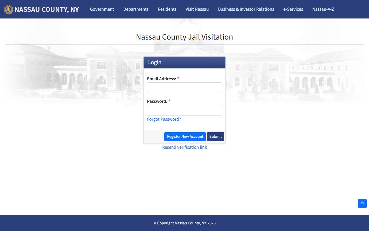 Nassau County inmate records jail visitation scheduler