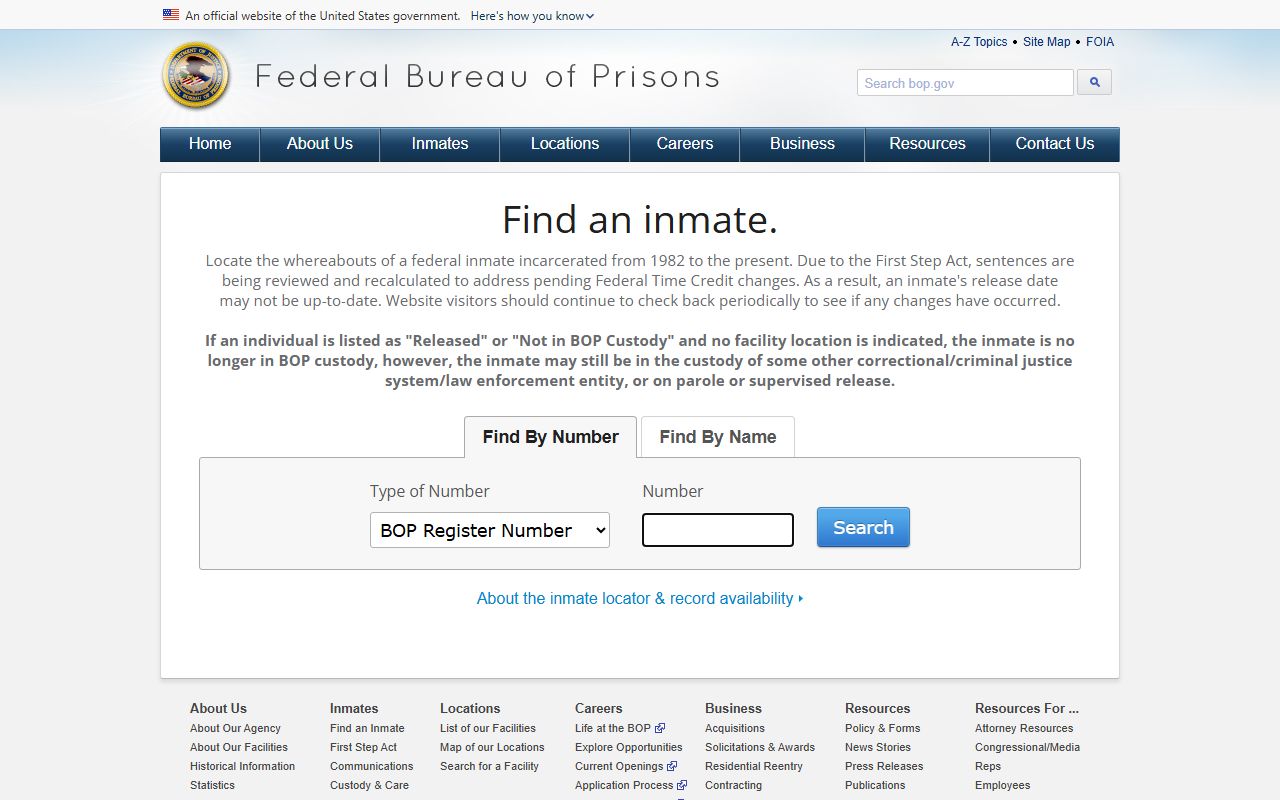 Nassau County released inmates federal search on the BOP inmate locator