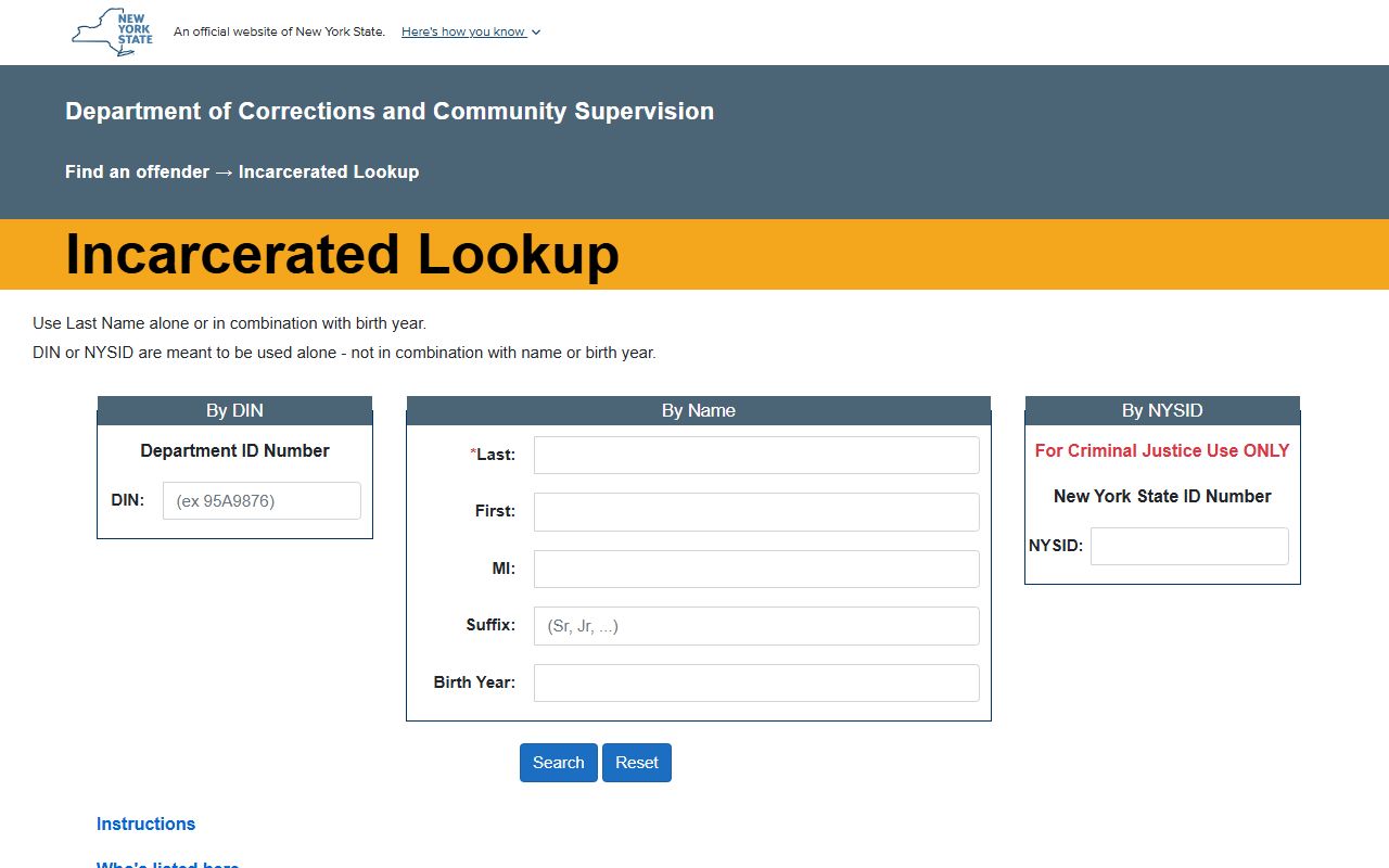 Nassau County released inmates search on the New York DOCCS lookup
